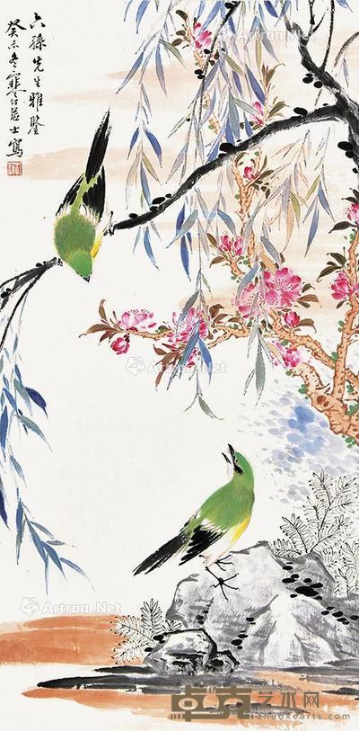 双喜图 立轴 纸本 67×33cm