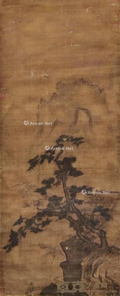 山水 镜片 绢本 132×53cm