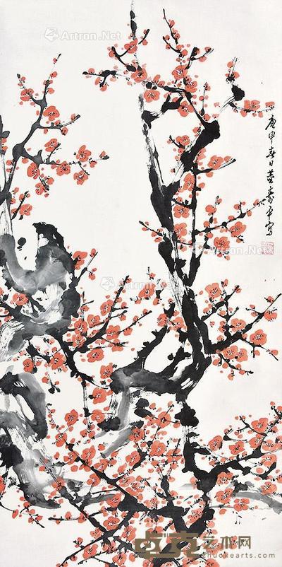 红梅 立轴 纸本 137×68cm