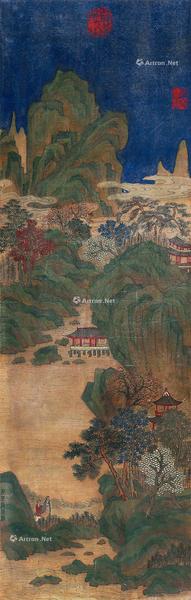  千里江山 立轴 设色纸本