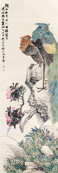  双凤图 立轴 设色纸本