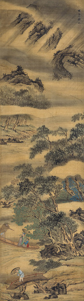  风雨归舟图 立轴 绢本