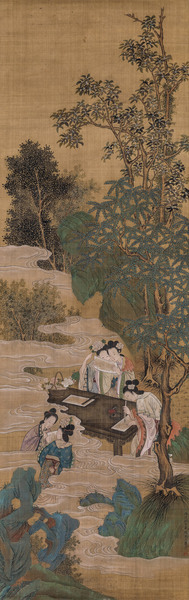  丙子（1696年）作 牡丹诗会图 立轴 绢本