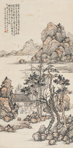  甲子（1864年）作 草堂读书图 立轴 纸本