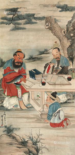  人物 立轴 设色纸本