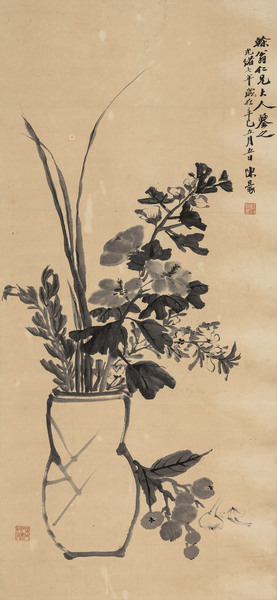  辛巳（1881年）作 瓶花图 立轴 纸本