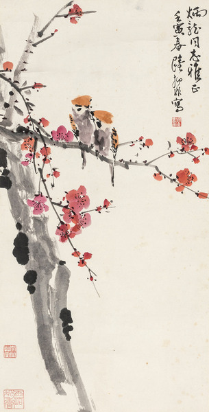  壬寅（1962年）作 梅雀图 镜心 纸本