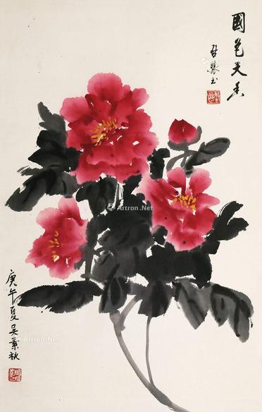 国色天香 立轴 设色纸本