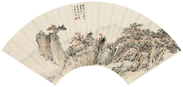  乙亥（1935年）作 秋山图 扇面 纸本