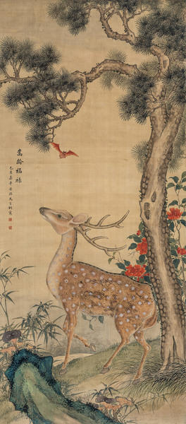  己亥（1899年）作 嵩龄福禄 立轴 绢本