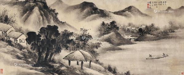  山水 立轴 水墨纸本