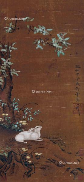  桂时望月 立轴 设色绢本
