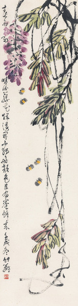  壬戌（1982年）作 藤花蜜蜂 立轴 纸本