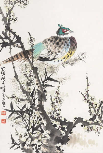  双清图 立轴 纸本
