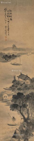  壬寅（1902年）作 江城烟雨 立轴 纸本