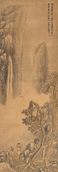  甲寅（1854年）作 松下观瀑图 立轴 绢本