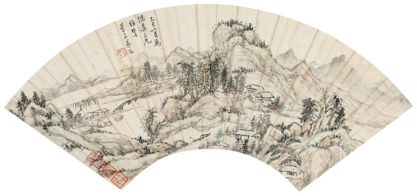  乙巳（1785年）作 山居图 扇面 纸本