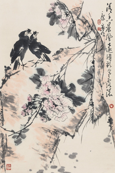  芙蓉八哥 立轴 纸本