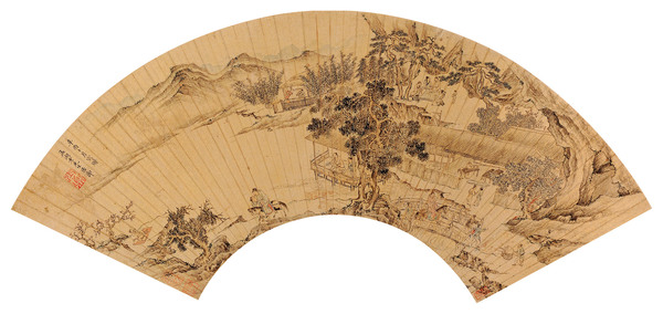  1561年作 深山幽居图 扇面 设色金笺