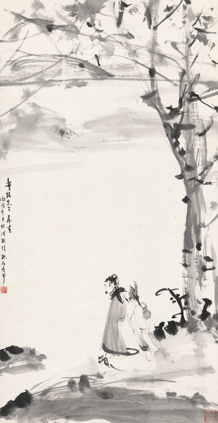  丙戌（1946年）作 陶渊明 立轴 设色纸本