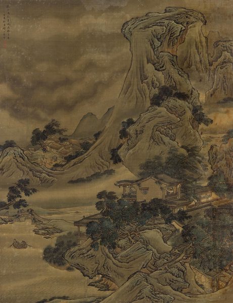  丁亥（1707年）作 山雨欲来句意图 立轴 设色绢本