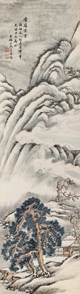  光绪甲午（1894年）作 雪岭寒云 立轴 设色纸本