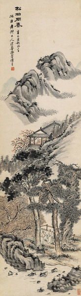  辛巳（1881年）作 松柏同春 立轴 设色纸本