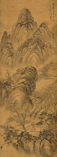  乙巳（1845年）作 山居图 立轴 水墨绢本