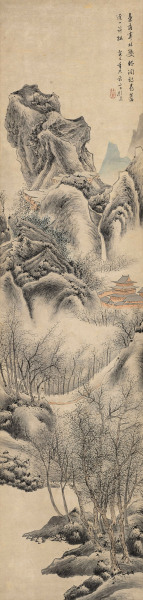 癸巳（1833年）作 叶落寒林 立轴 设色纸本