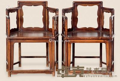  黄花梨六角玫瑰椅 （2件） 67×50×90cm