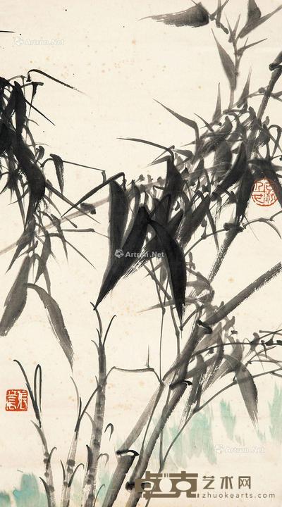 墨竹图 镜心 水墨纸本 65×37cm