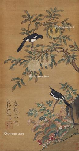  喜报三元 立轴 设色绢本