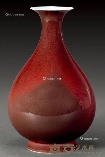  清道光 祭红玉壶春瓶 高35.5cm