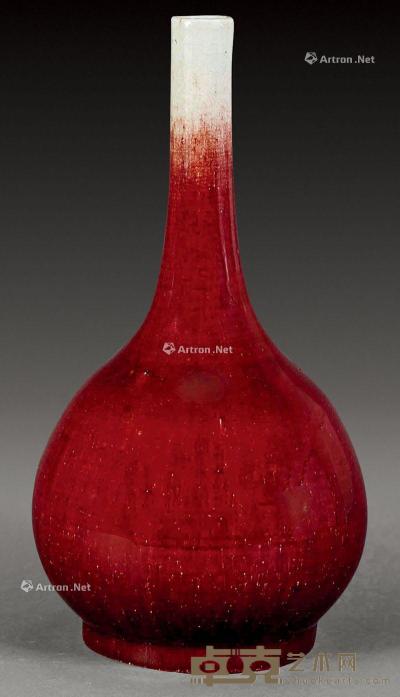  清 红釉棒槌瓶 高39.5cm