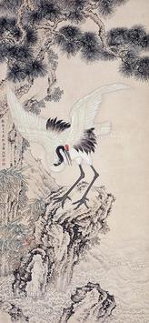  松鹤 立轴 设色纸本