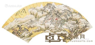  山水 扇面 设色纸本 18×53cm