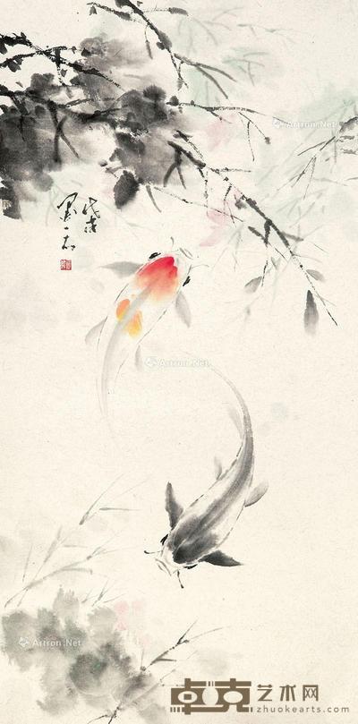 2018年作 荷塘春色 镜心 设色纸本 100×50cm