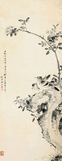  1802年作 花鸟 立轴 水墨纸本