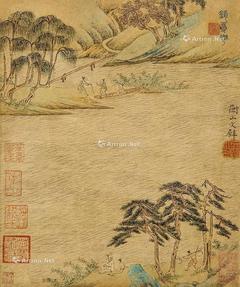  渡江图 镜心 设色纸本