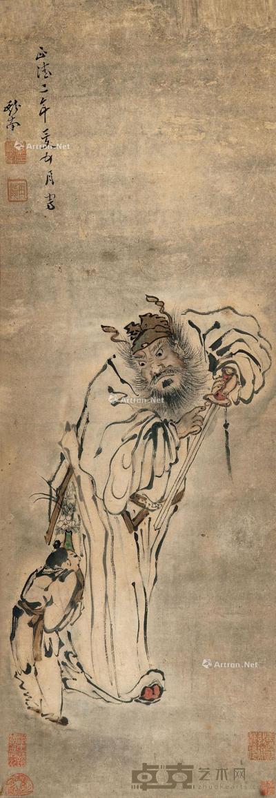  1507年作 钟馗 镜心 设色纸本 89×33cm