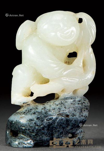  黑白玉双色刘海戏蟾 长5cm