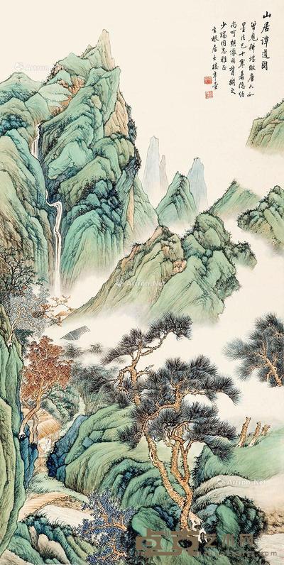 山居谭道图 立轴 设色纸本 145×73cm