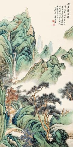 山居谭道图 立轴 设色纸本