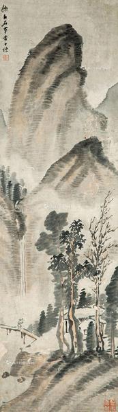  山水 立轴 设色纸本