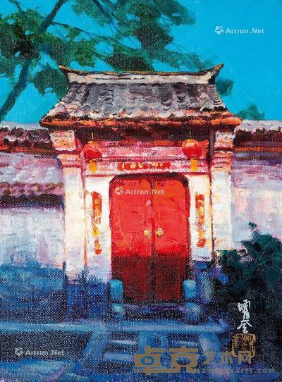  2018年作 大红门 布面油画 30×40cm