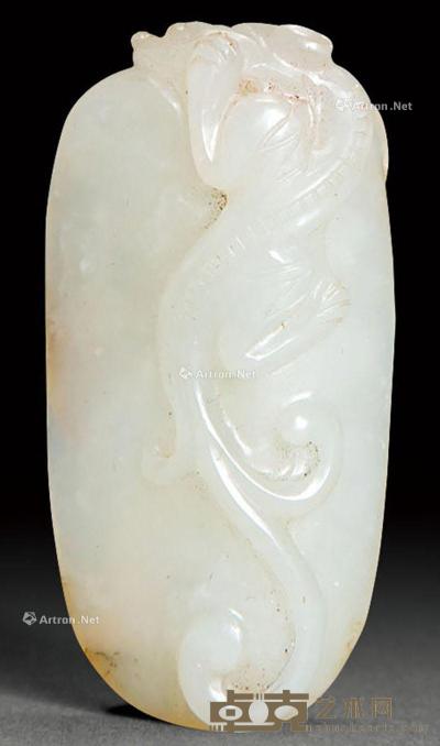  清 玉雕螭虎珮 高4.5cm