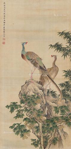  锦鸡图 立轴 设色绢本