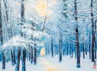  2013年作 冬雪暖阳 布面油画