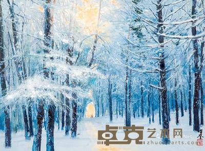  2013年作 冬雪暖阳 布面油画 60×80cm