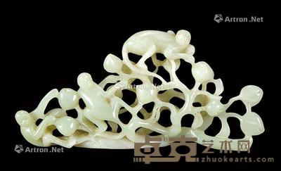  玉雕花卉摆件 长20cm
